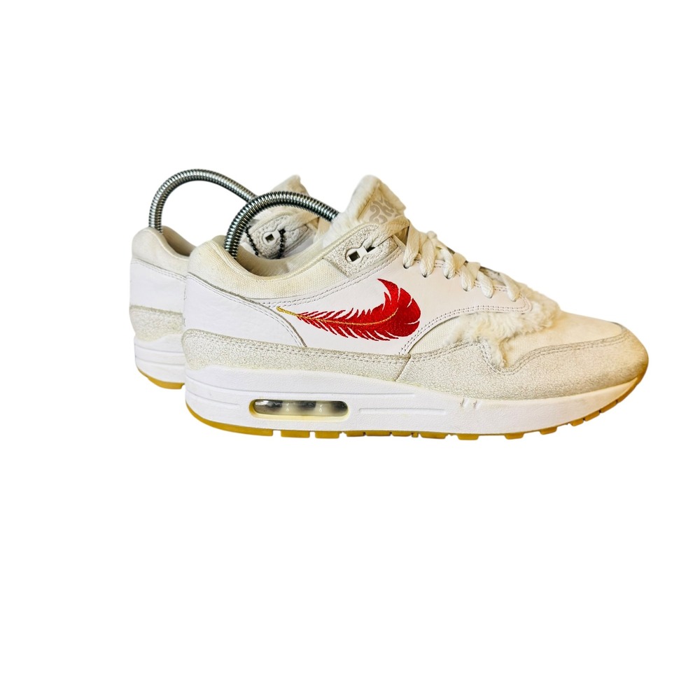Nike Air Max 1 Coast Sail White Red Feather Swoosh Mens 8 Sneaker FJ4735-100 - Picture 4 of 12